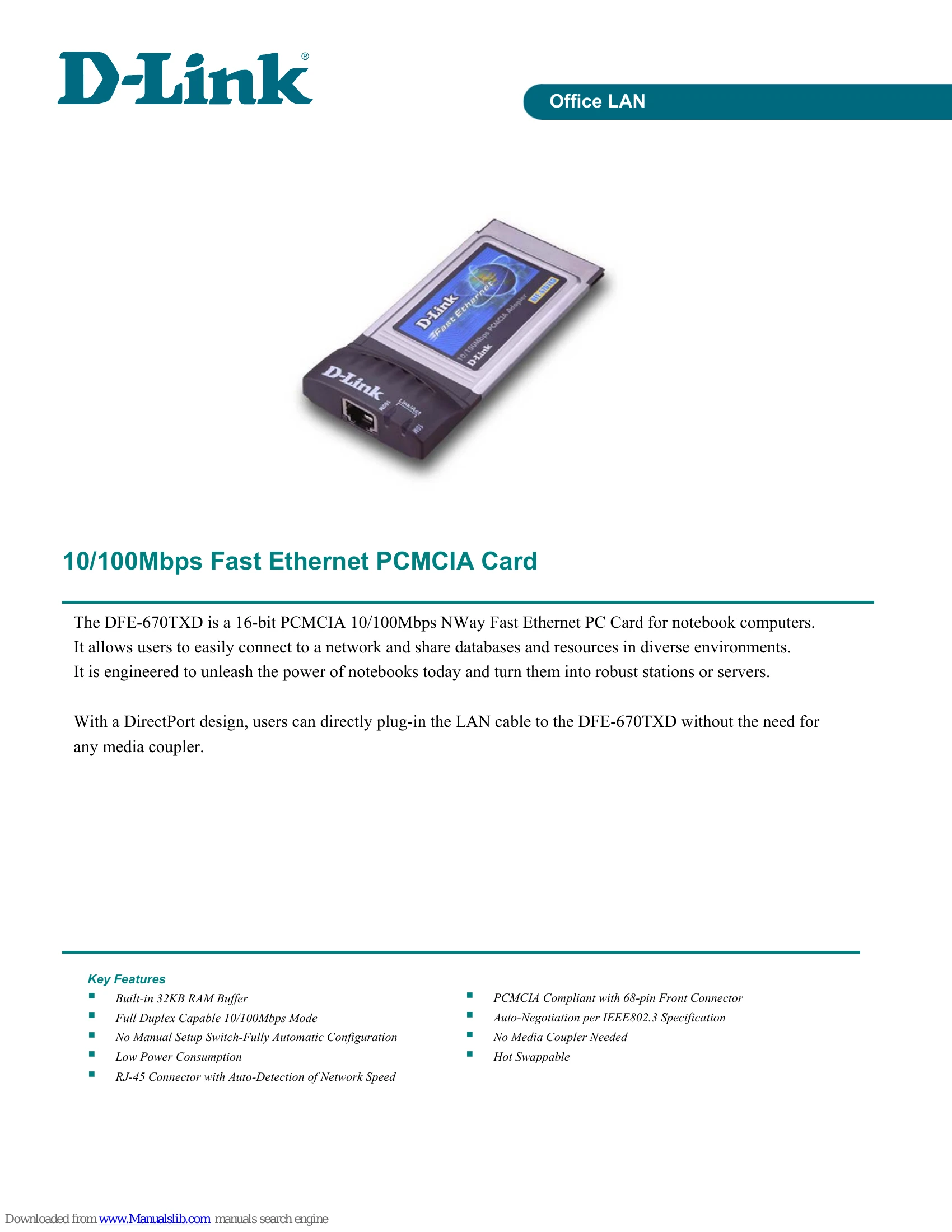 Spec Sheet for DFE-670TXD