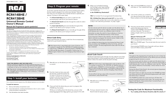 Manual for RCR414BHE - Troubleshooting and error codes + PDF Download