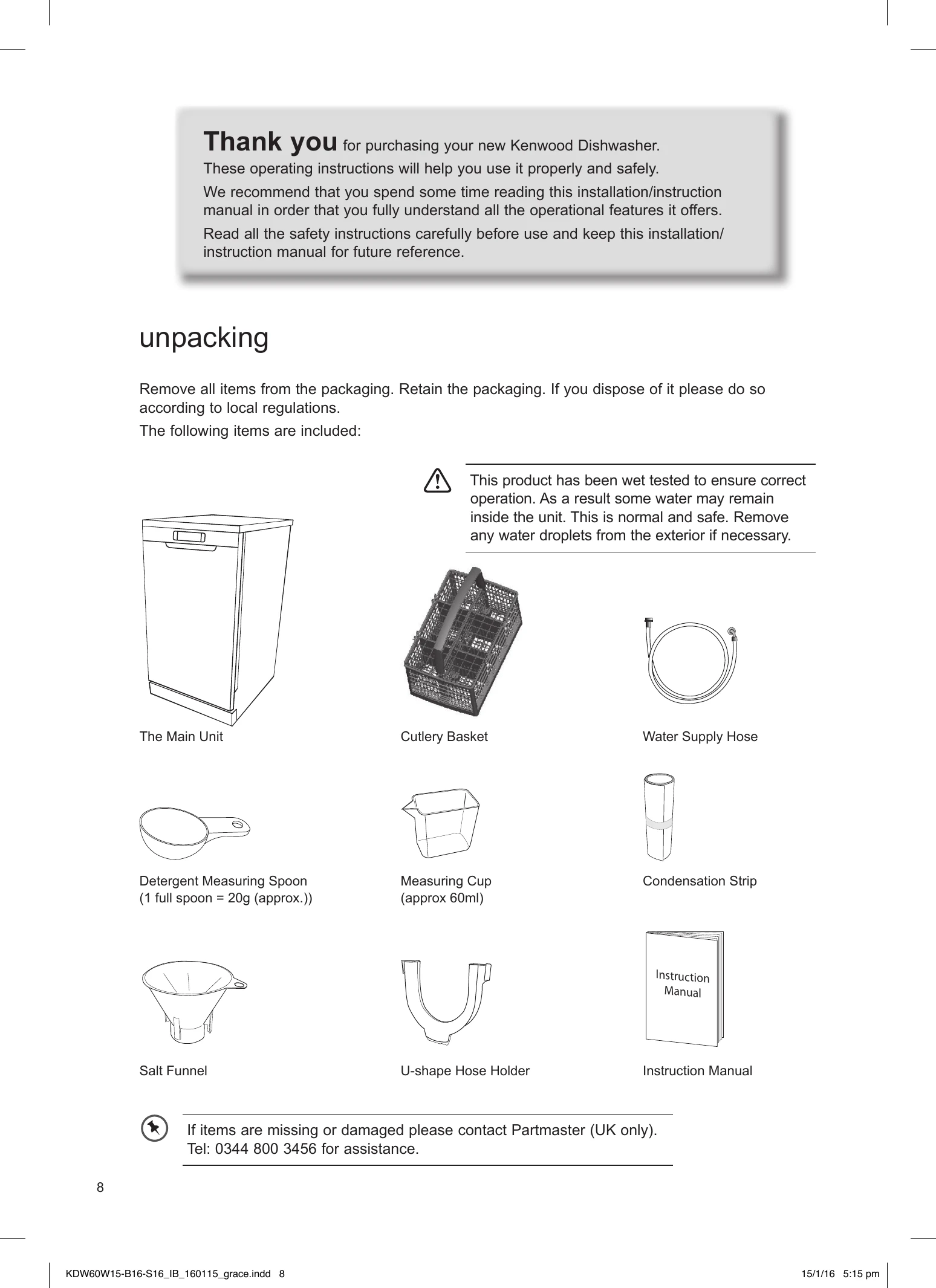 Manual for KDW60W15 / KDW60B16 / KDW60S16