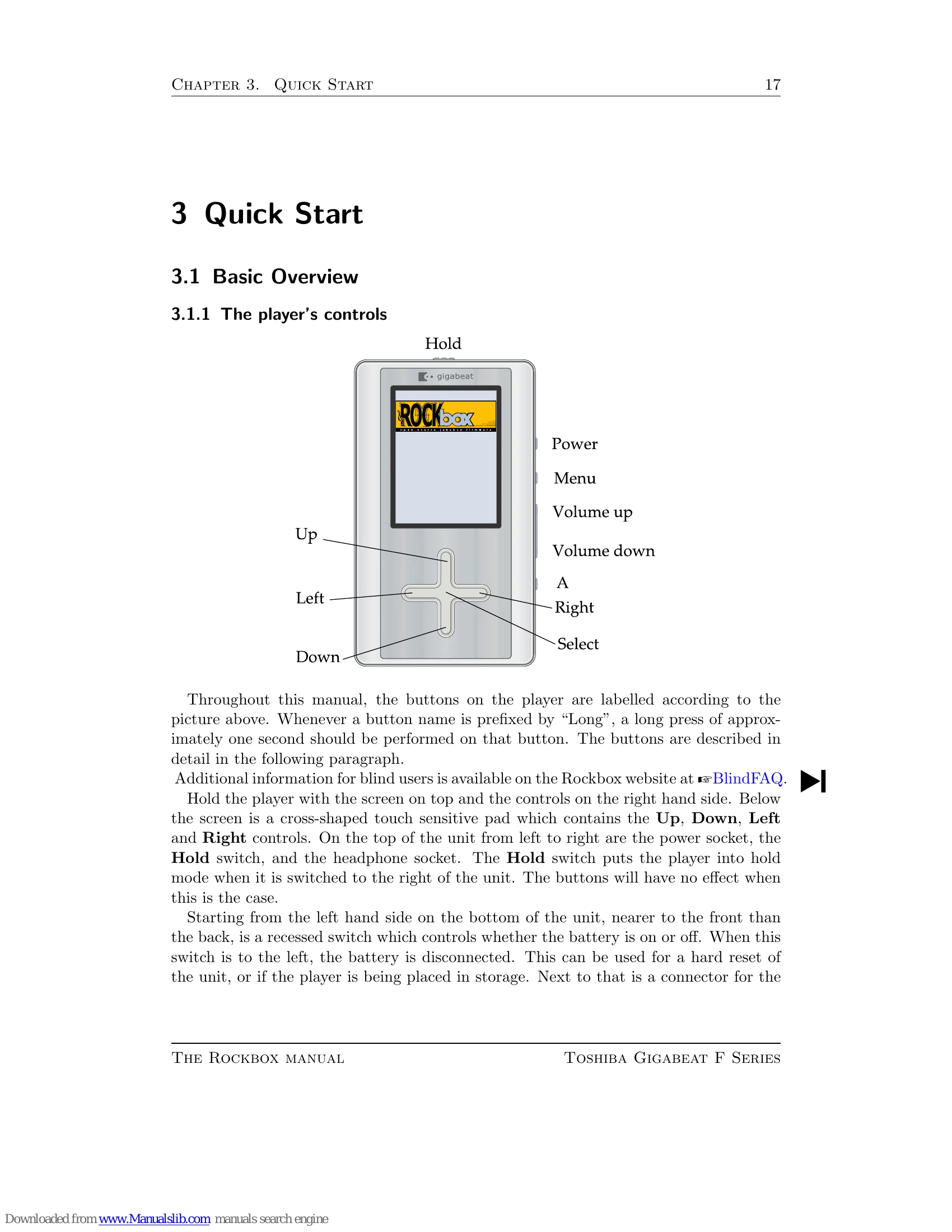 Manual for Toshiba Gigabeat F Series
