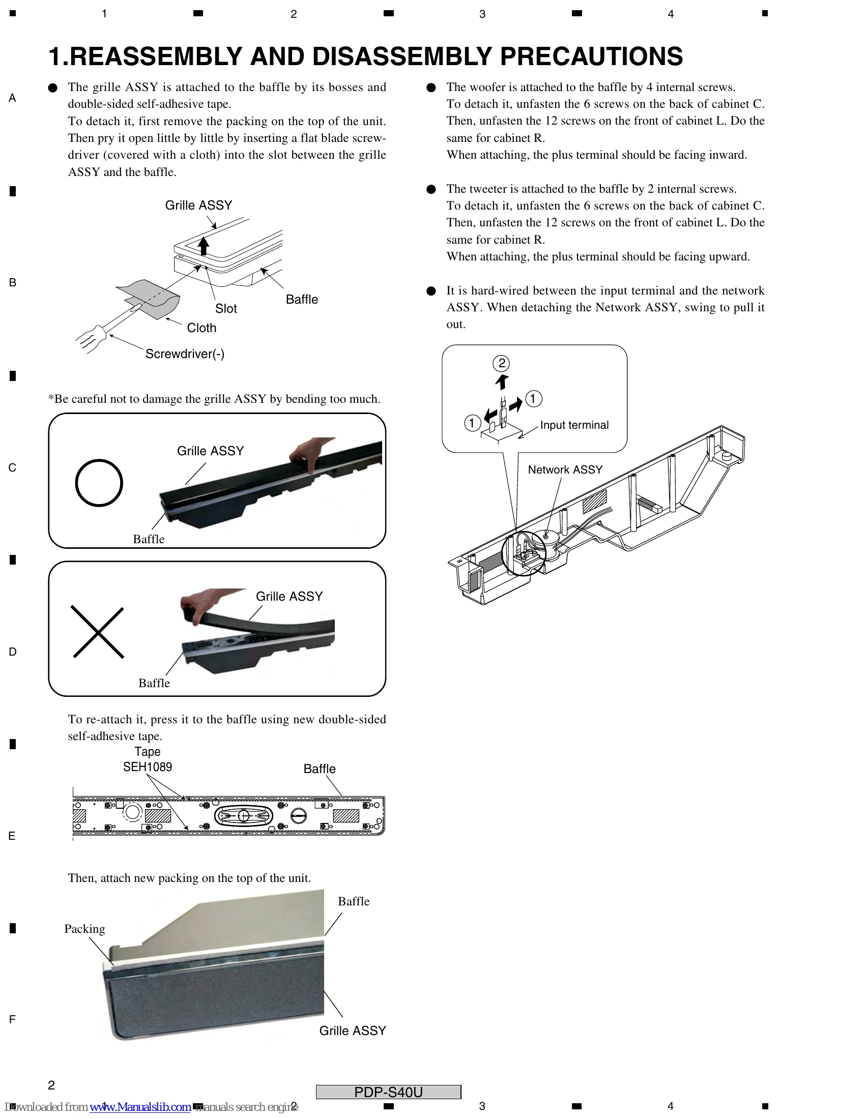 Parts/Service for PDP-S40U