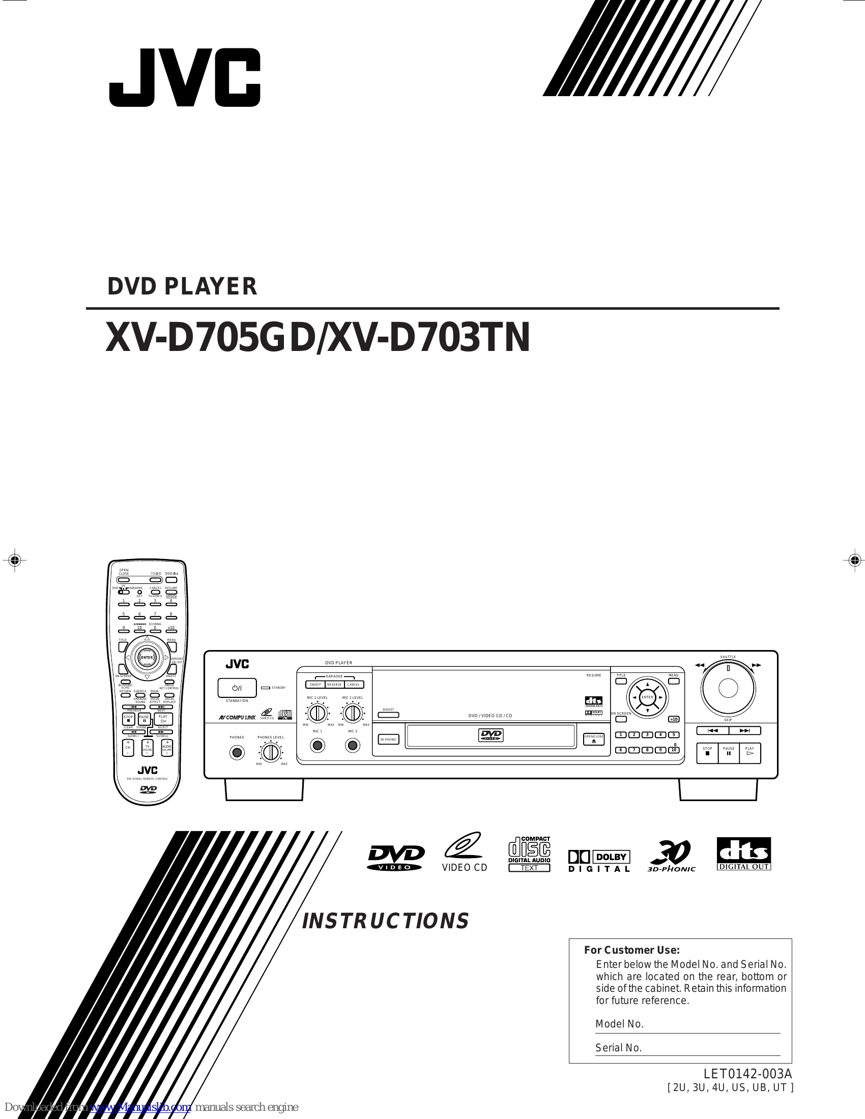 Manual for XV-D705GD