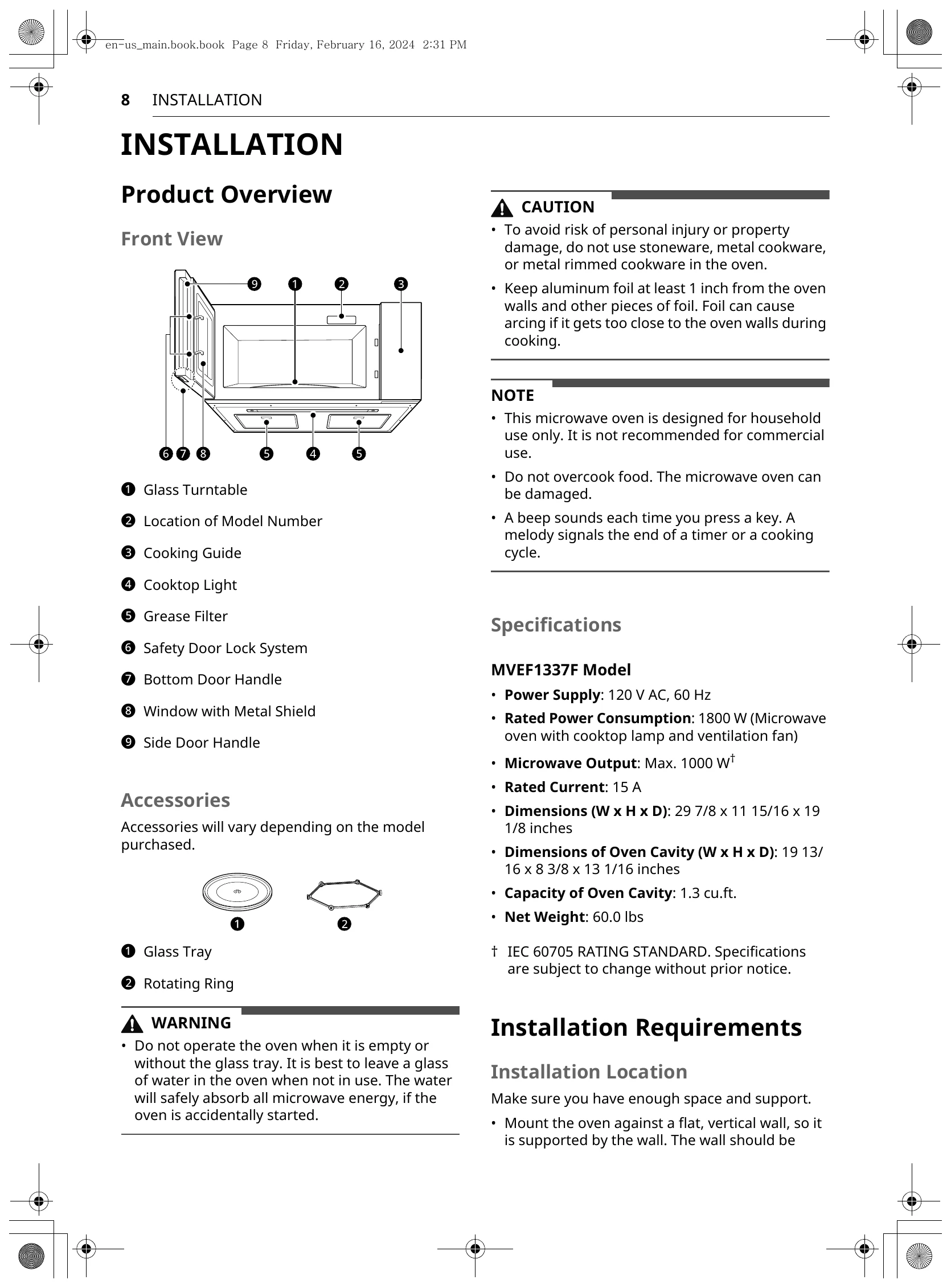 Manual for MVEF1337F