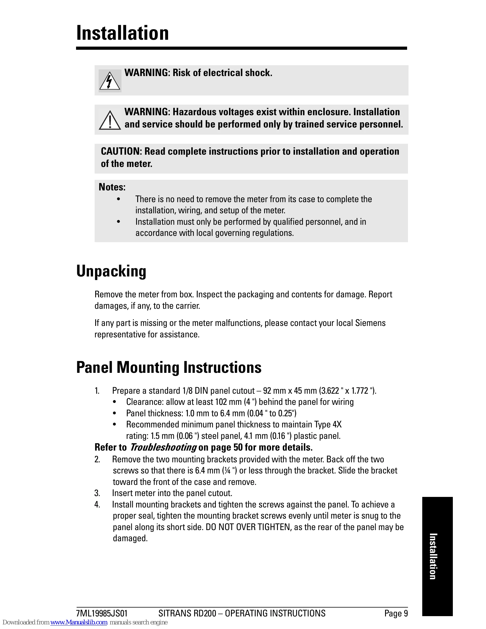 Manual for SITRANS RD200