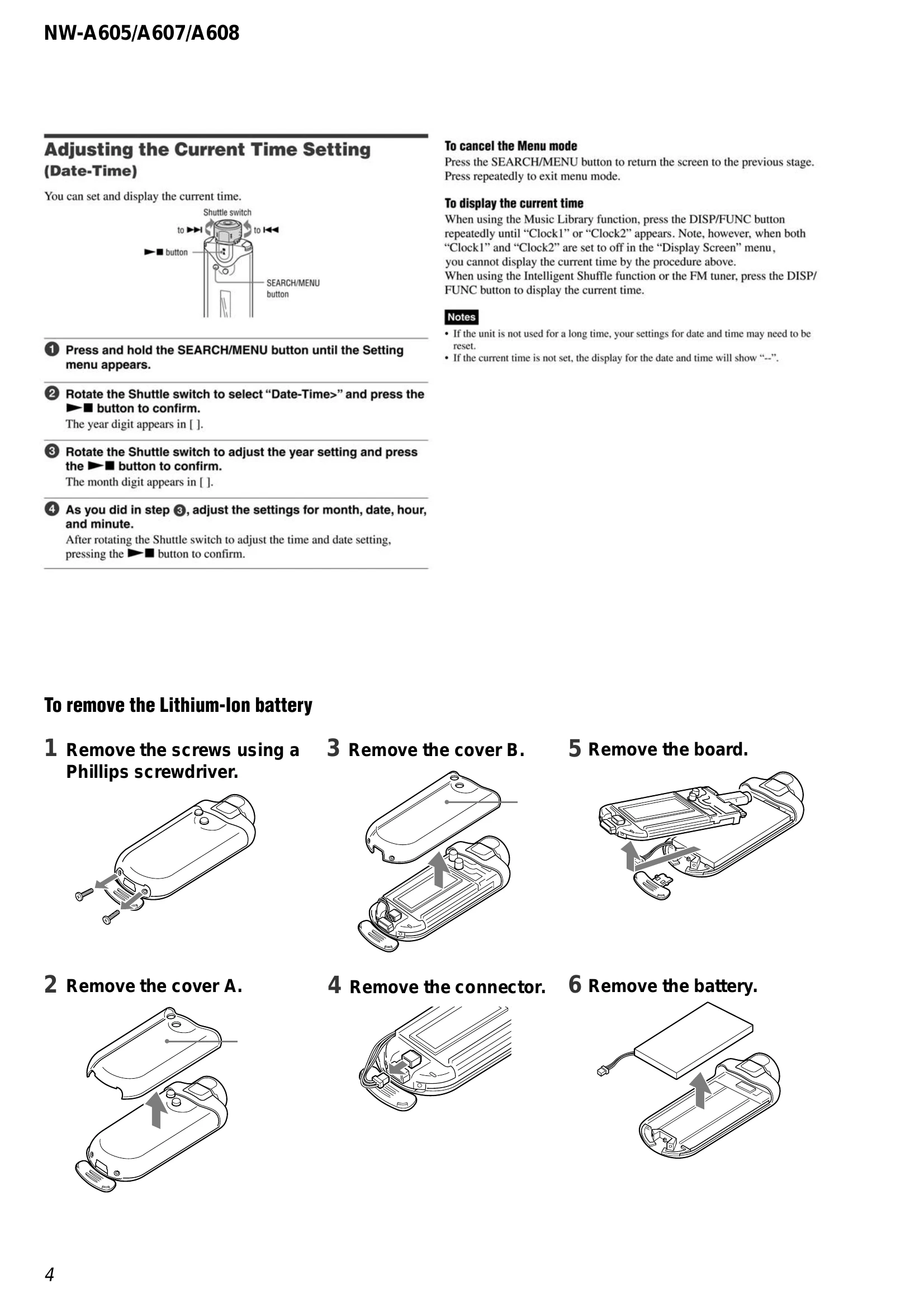 Manual for NW-A605/A607/A608