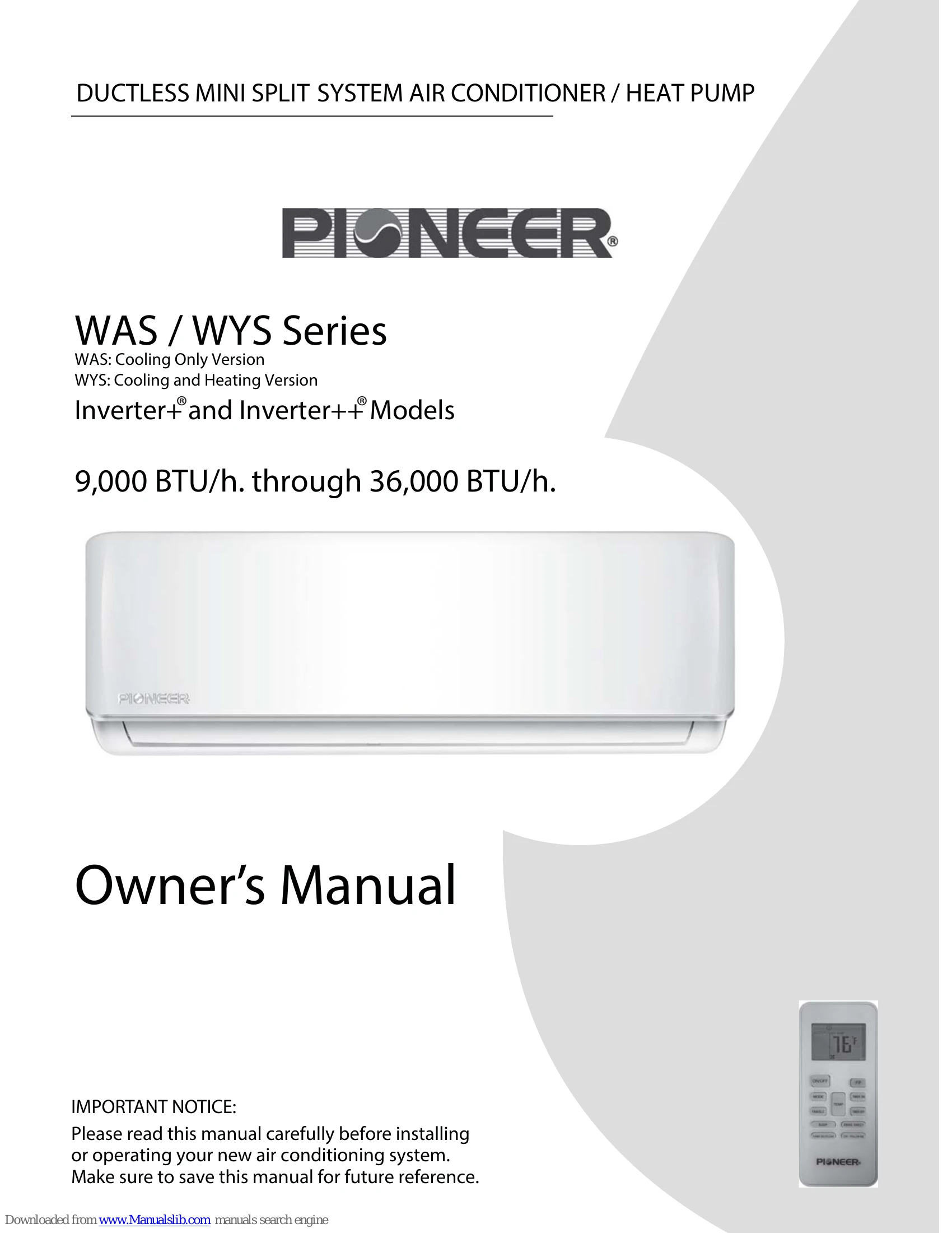 Manual for WAS / WYS Series