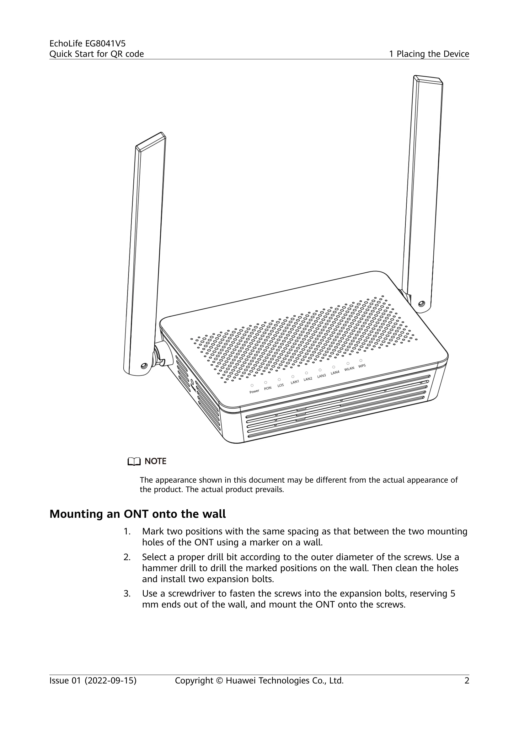 Quick Start Guide for EchoLife EG8041V5