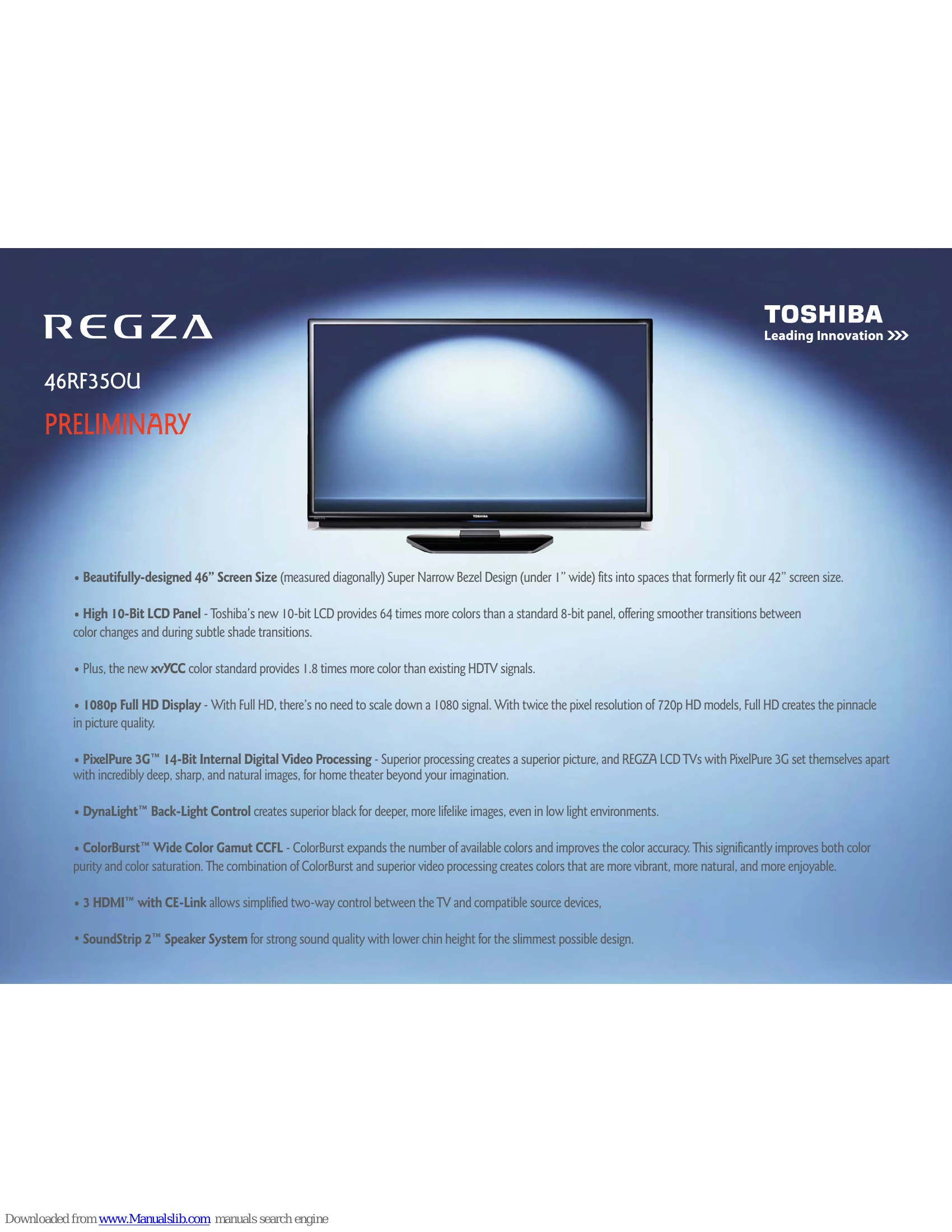 Brochure/Marketing for 46RF350U
