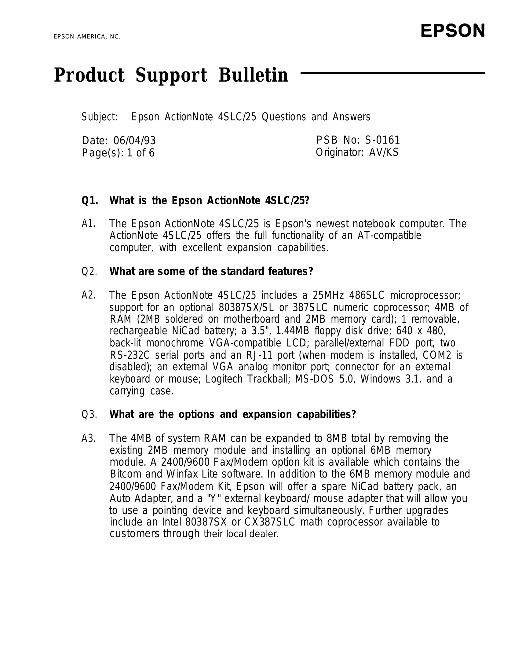 Manual for ActionNote 4SLC/25