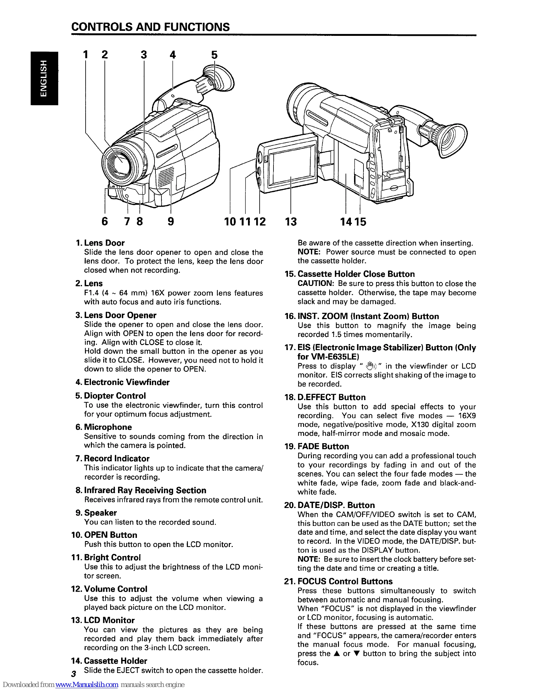Manual for VM-E535LE/VM-E635LE