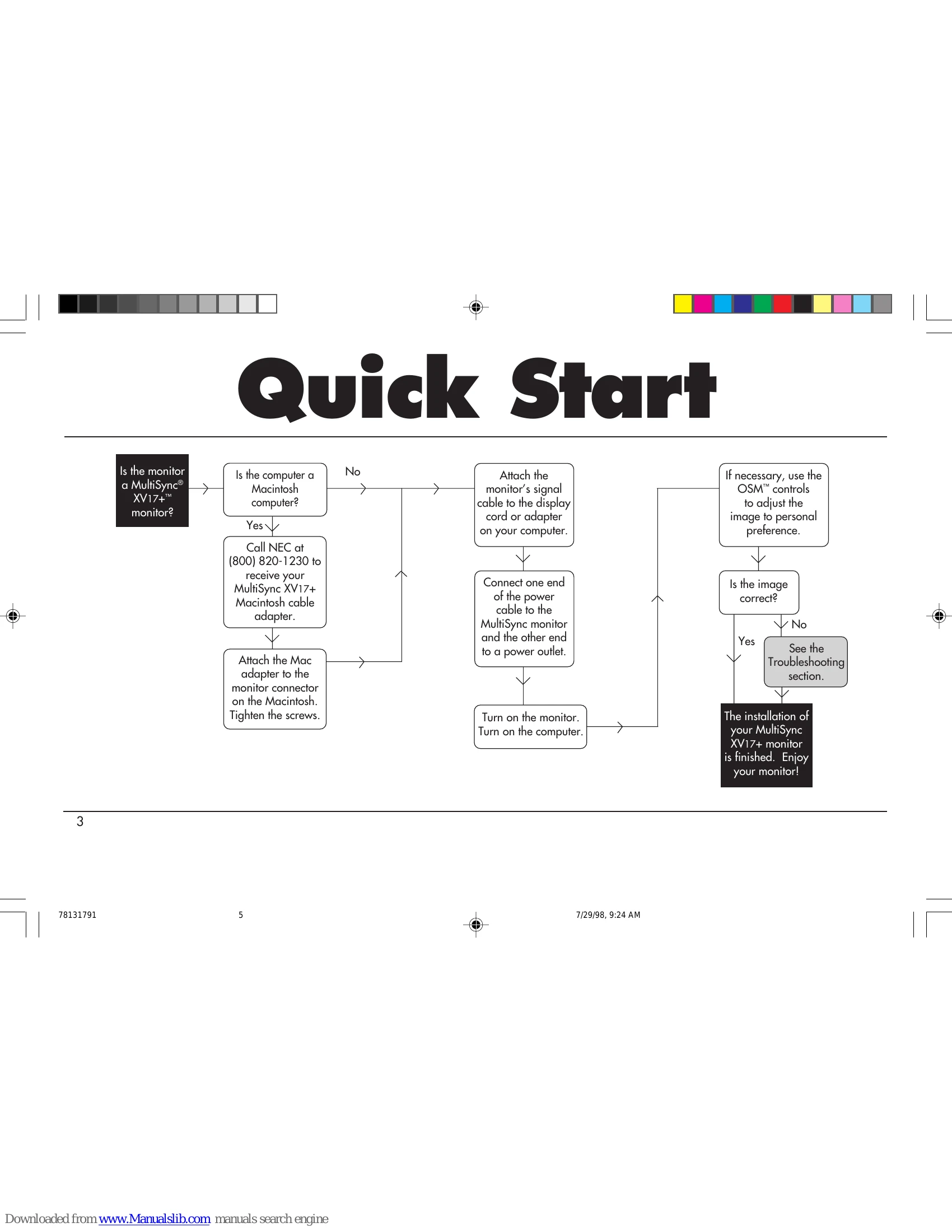 Manual for MultiSync XV17+
