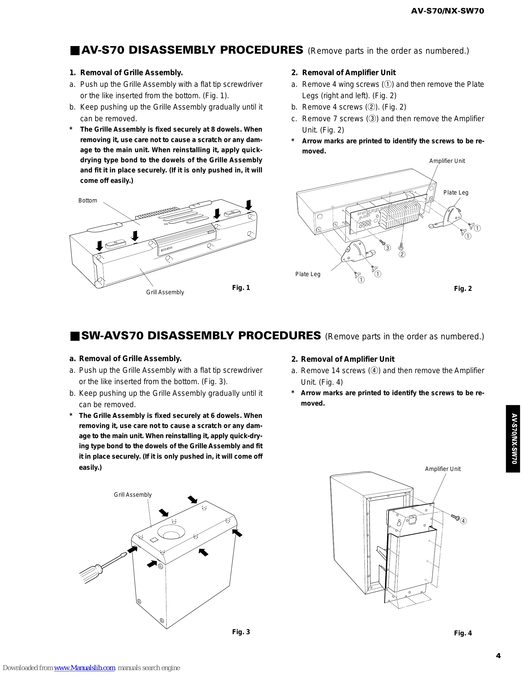 Manual for AV-S70/NX-SW70