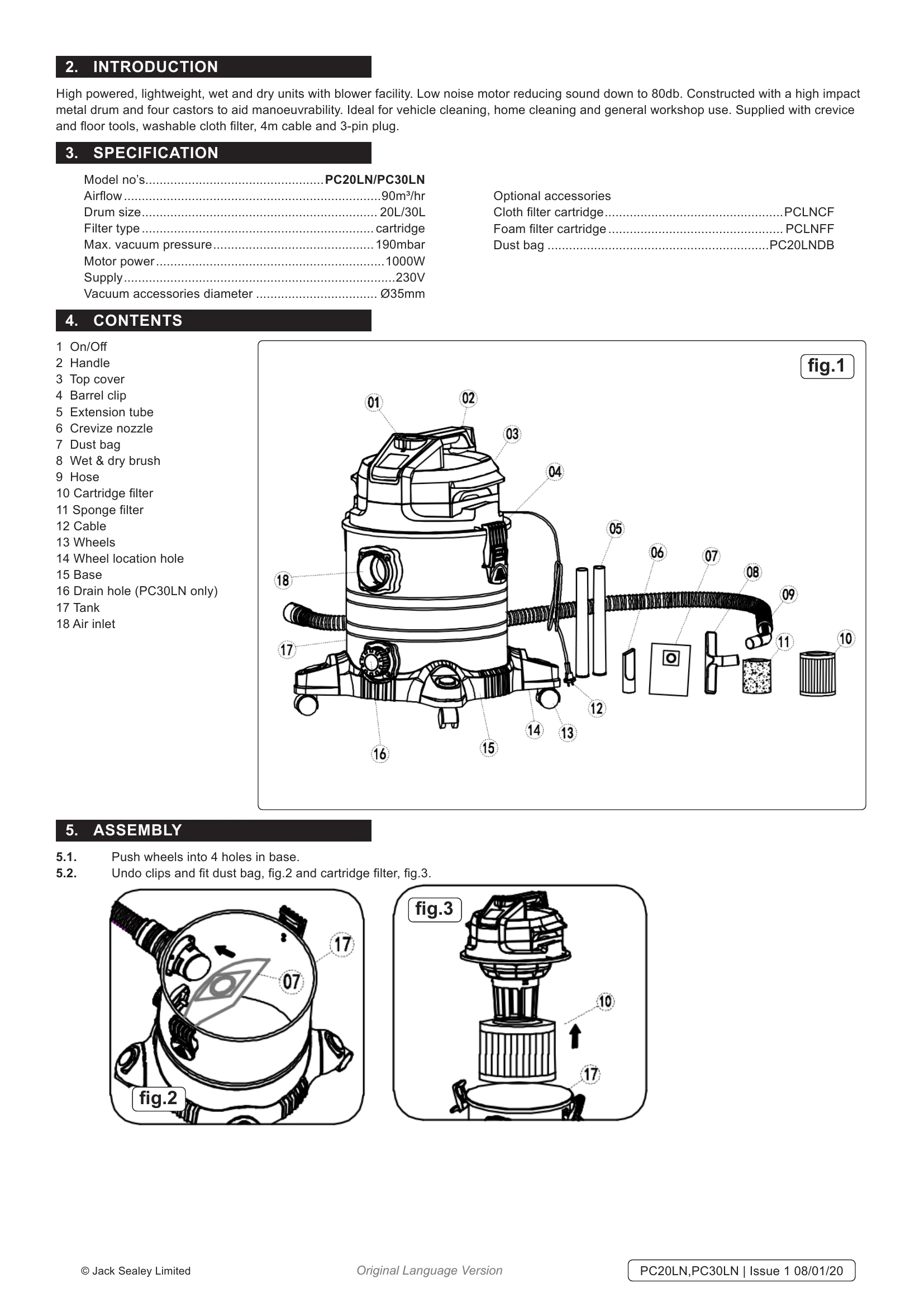 Manual for PC20LN, PC30LN
