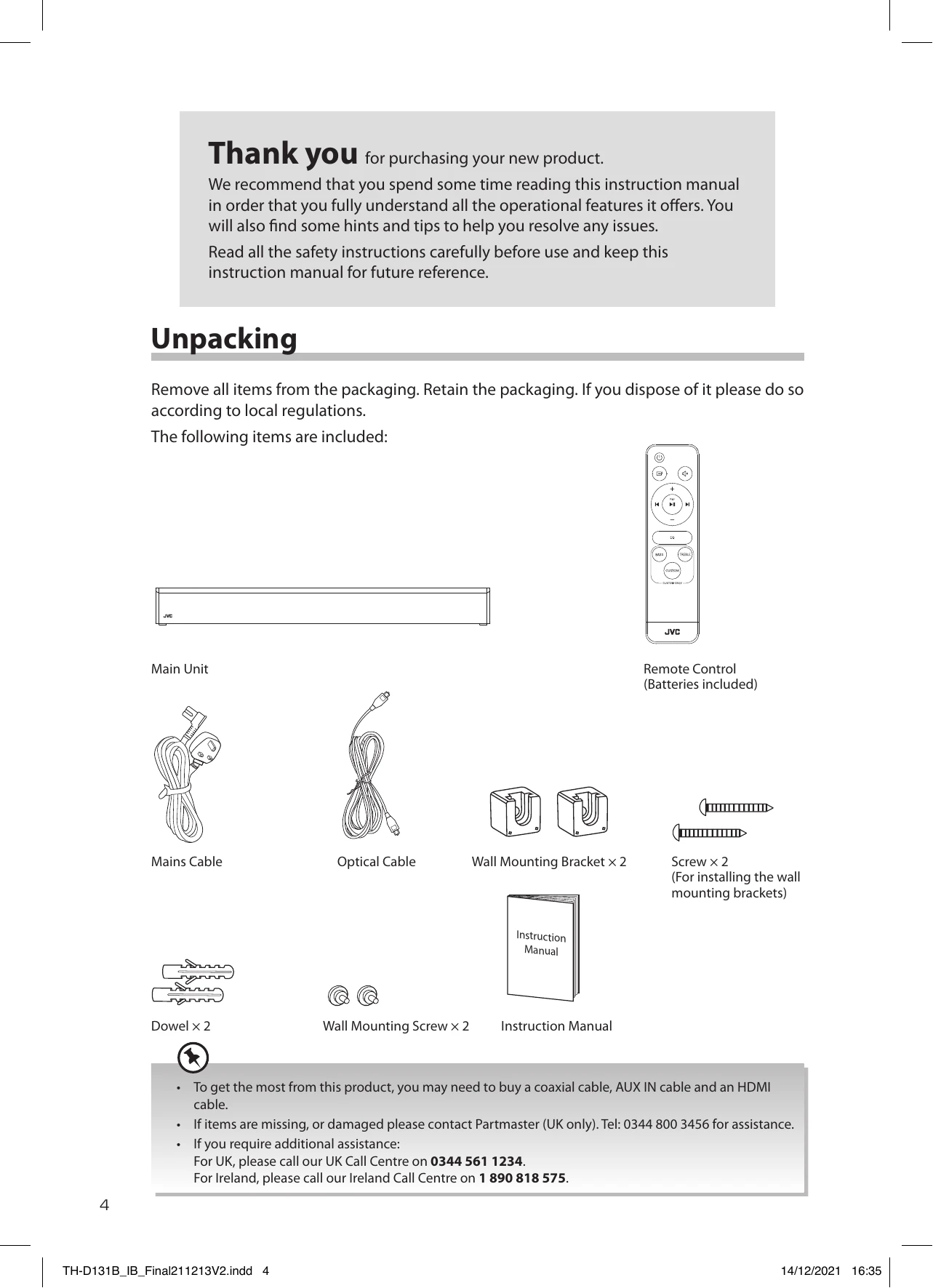 Manual for thd131b