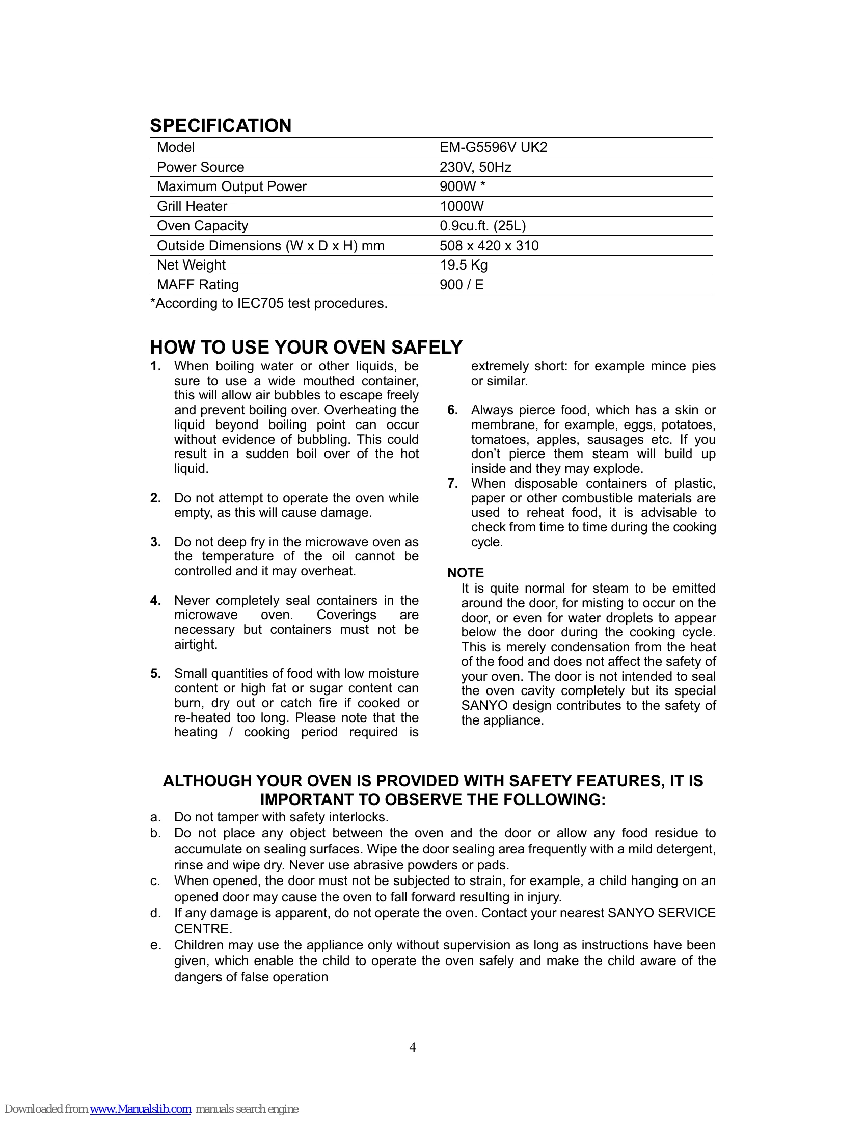 Manual for EM-G5596V UK2