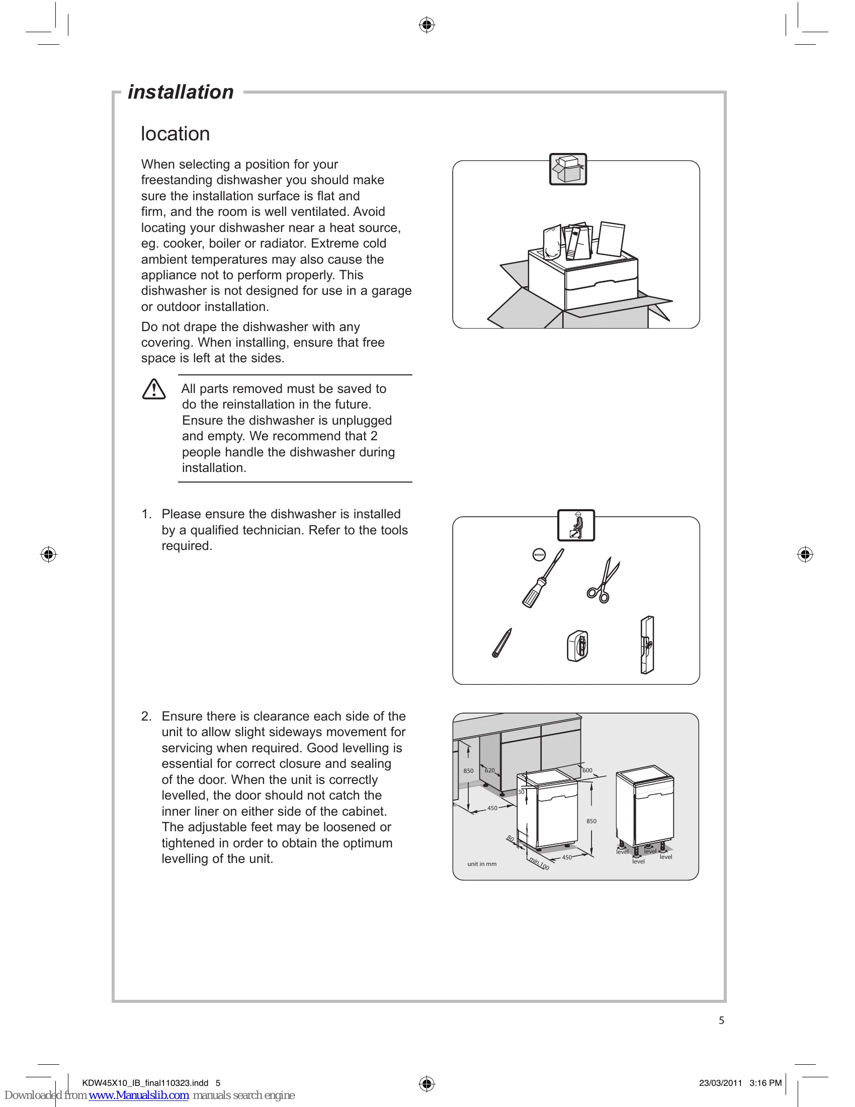 Manual for KDW45X10