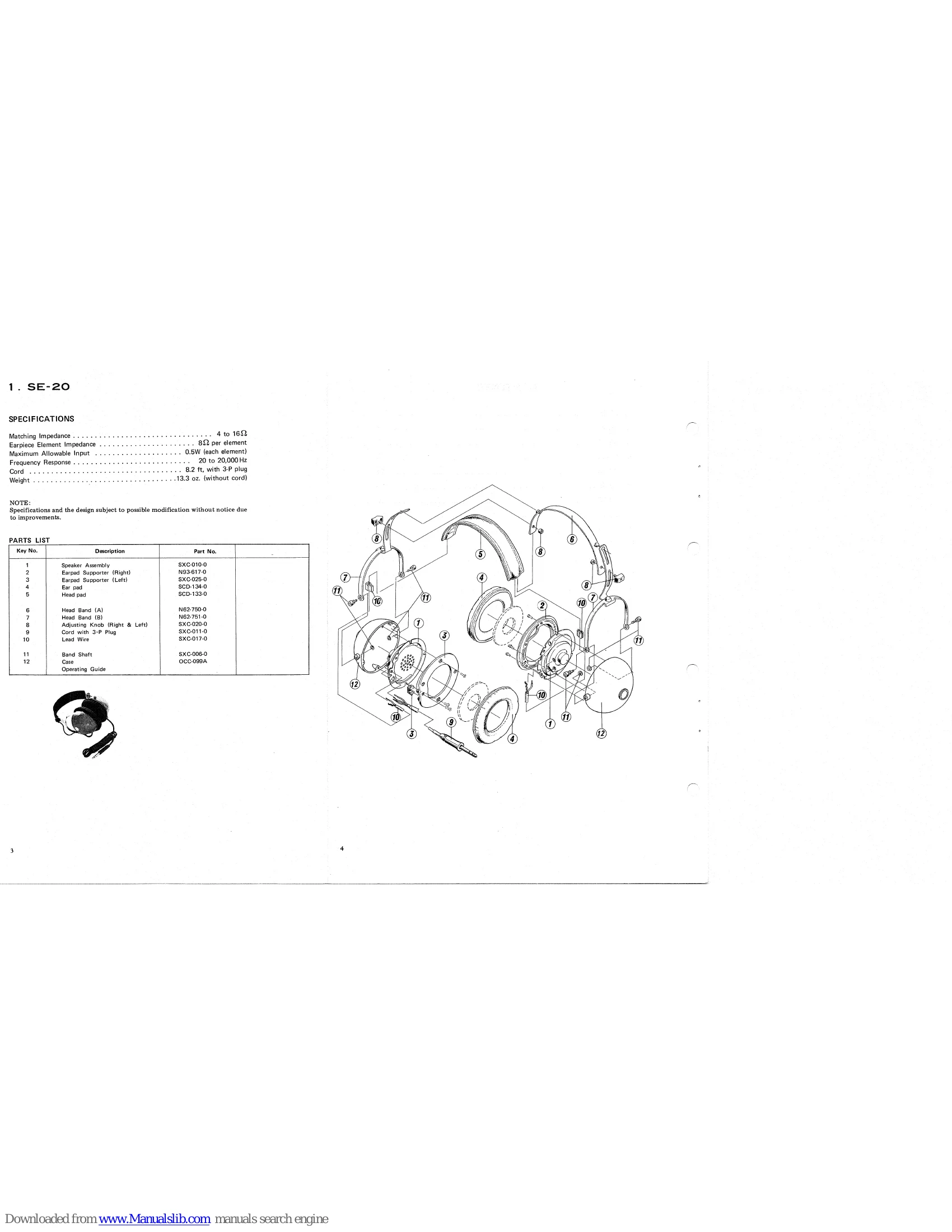 Parts/Service for SE-20