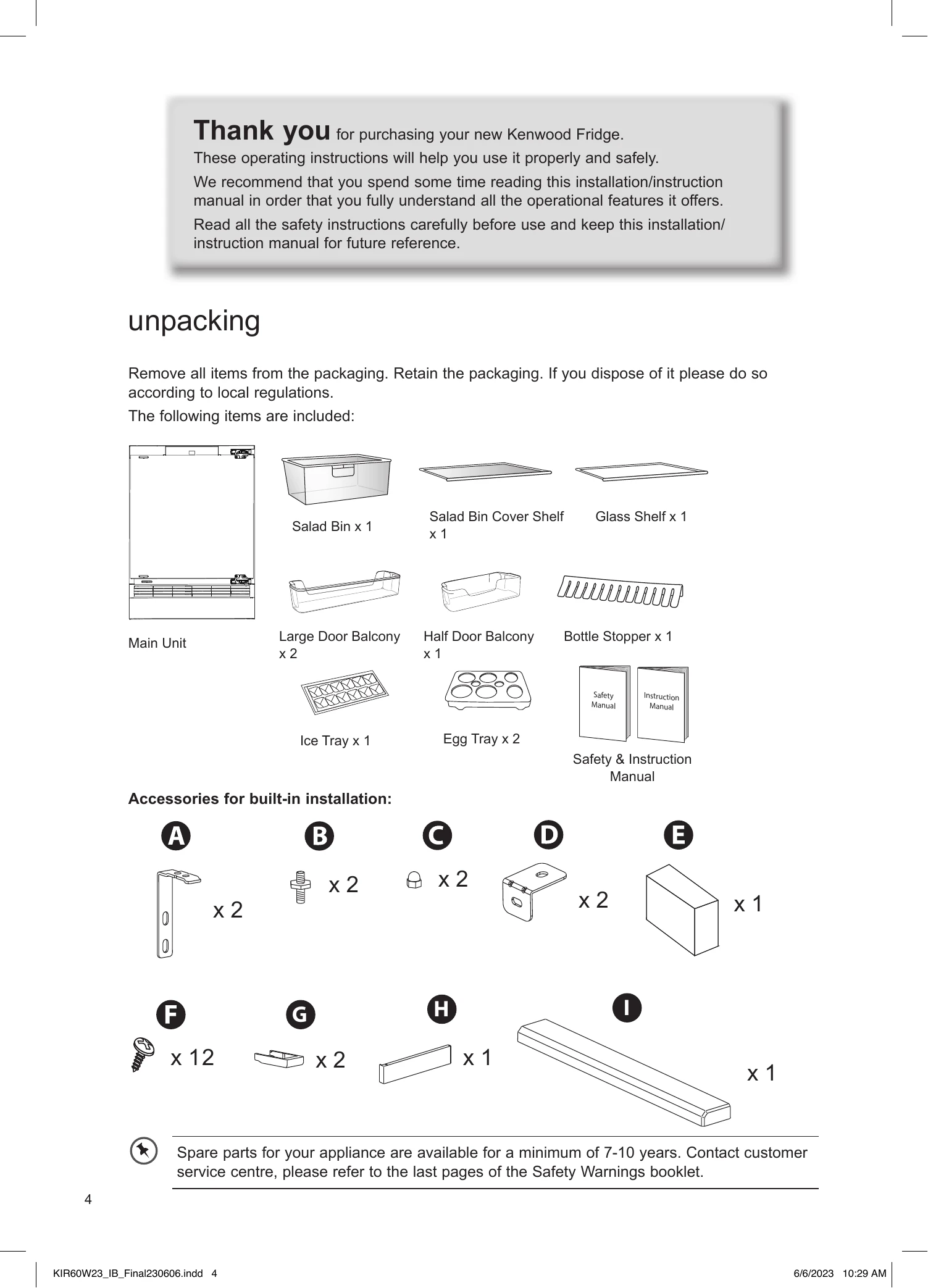 Installation Guide for KIR60W23