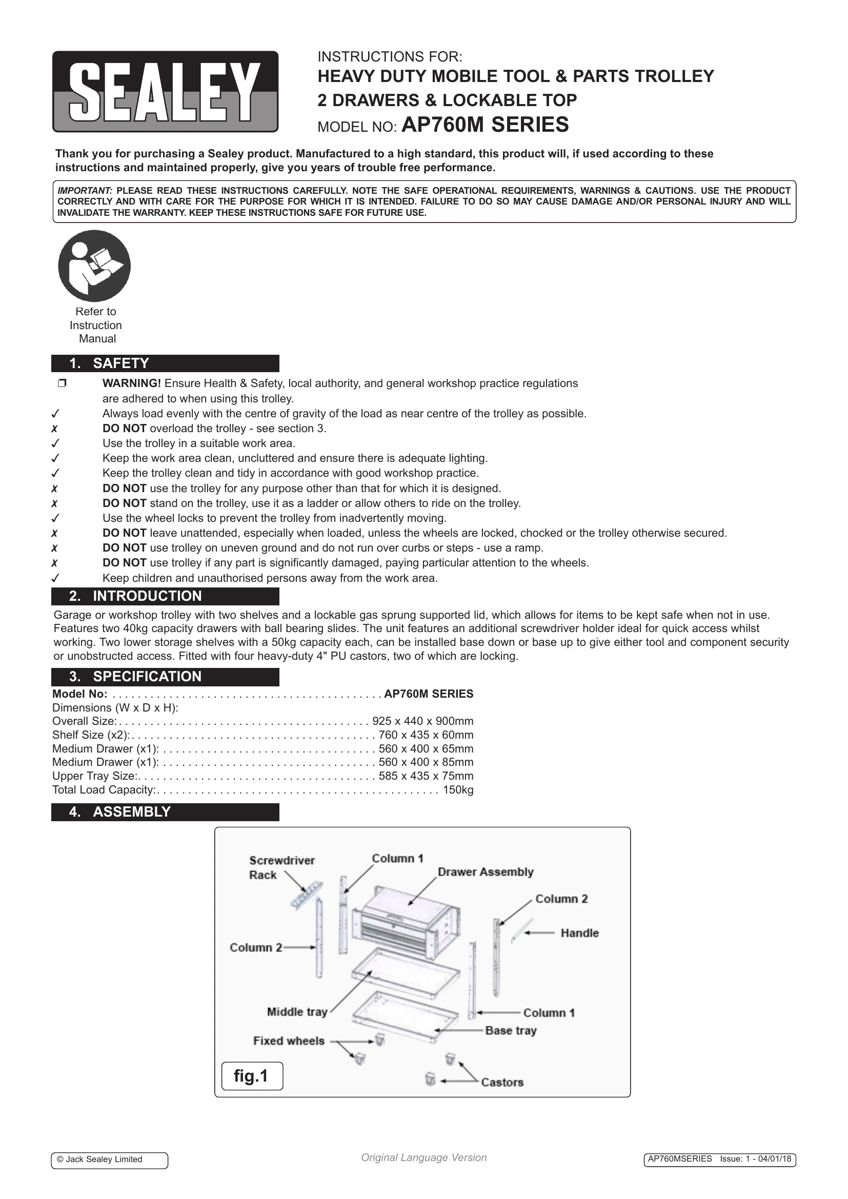 Manual for AP760M SERIES