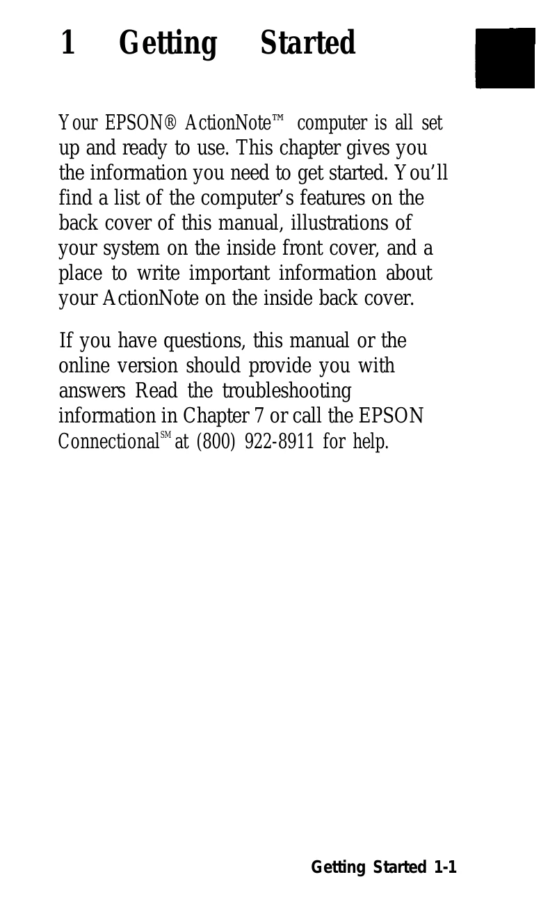Manual for ActionNote 890 Series