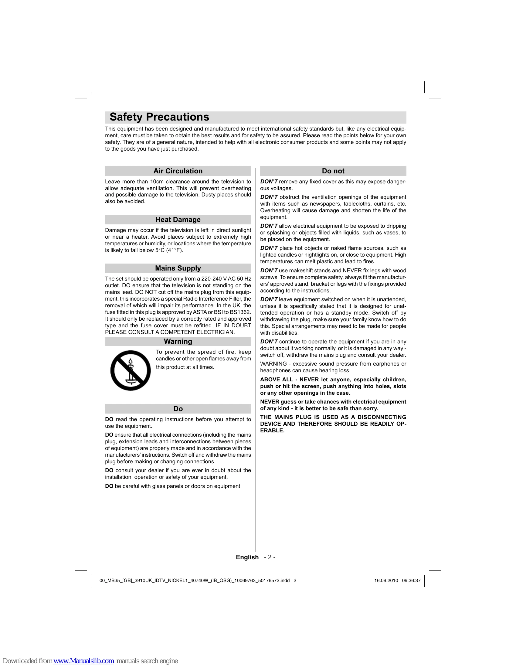 Manual for 40BV700B