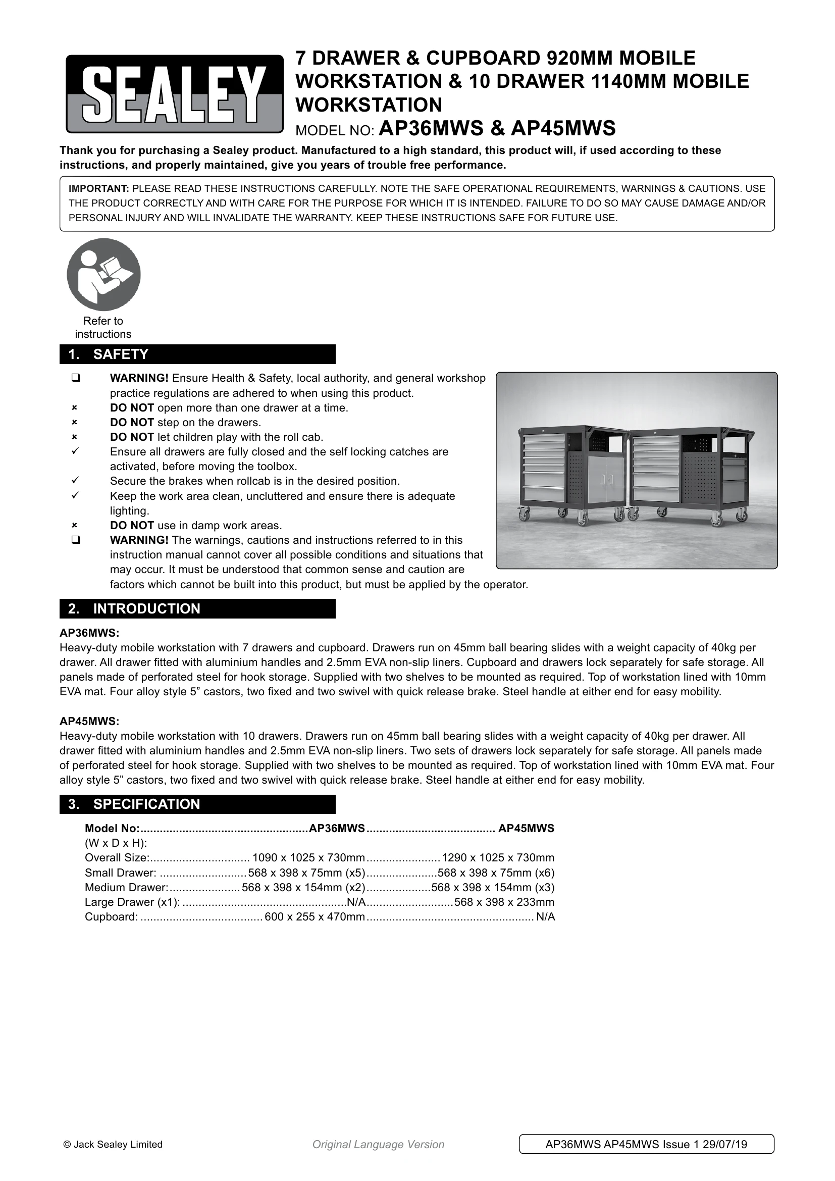 Manual for AP36MWS & AP45MWS