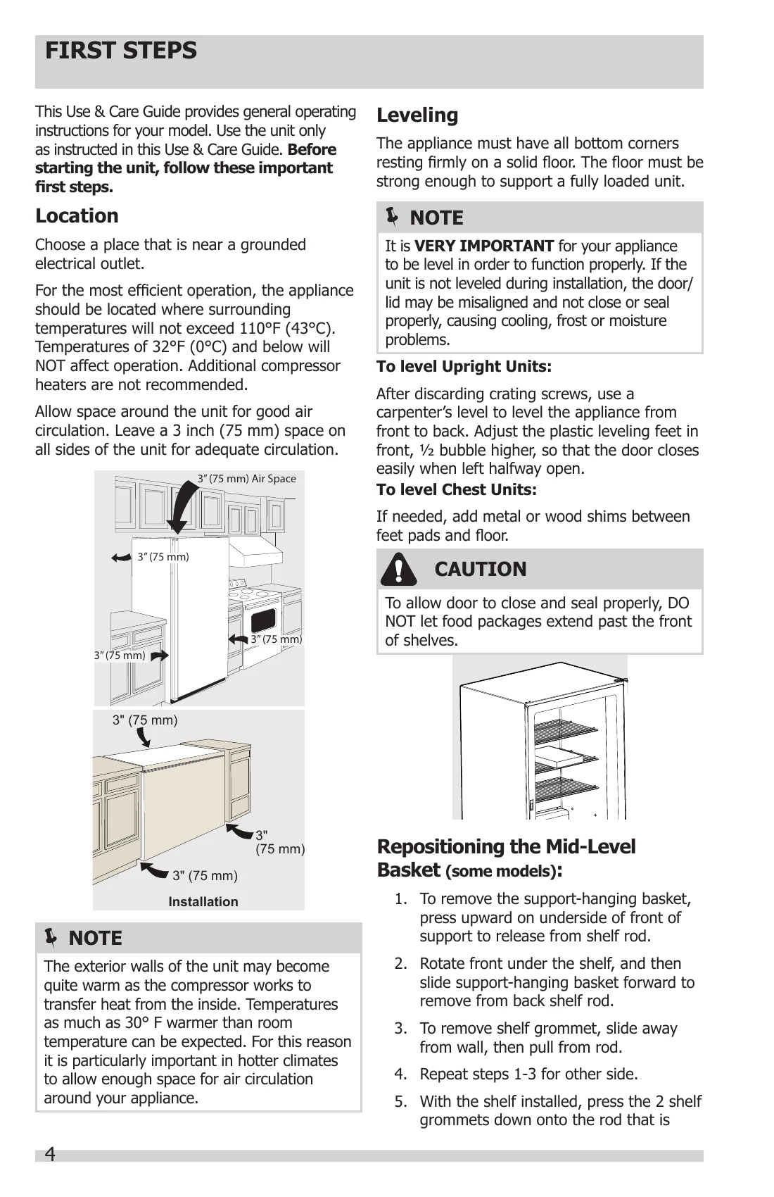 Manual for Use & Care of your Freezer