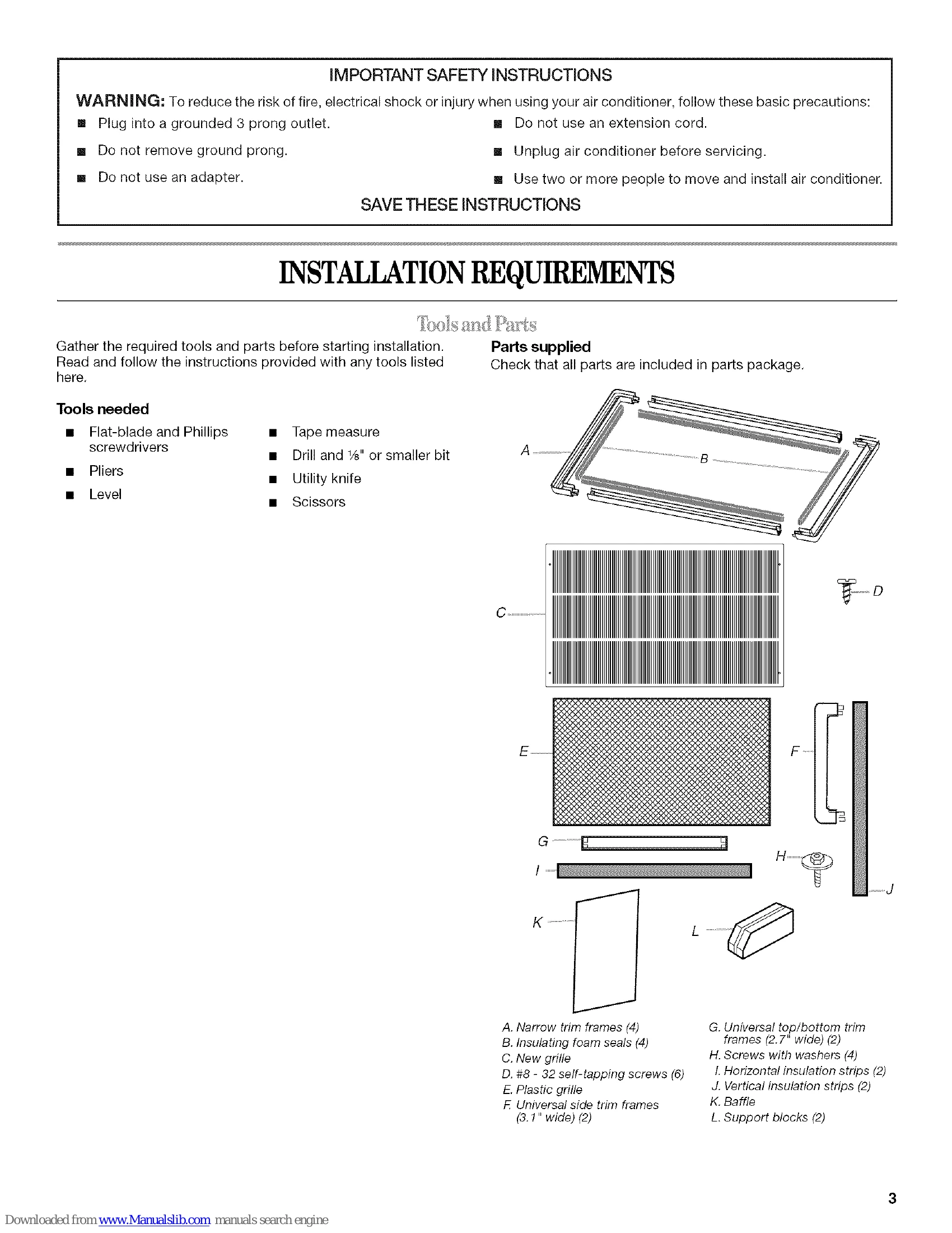 Manual for THROUGH-THE-WALL AIR CONDITIONER