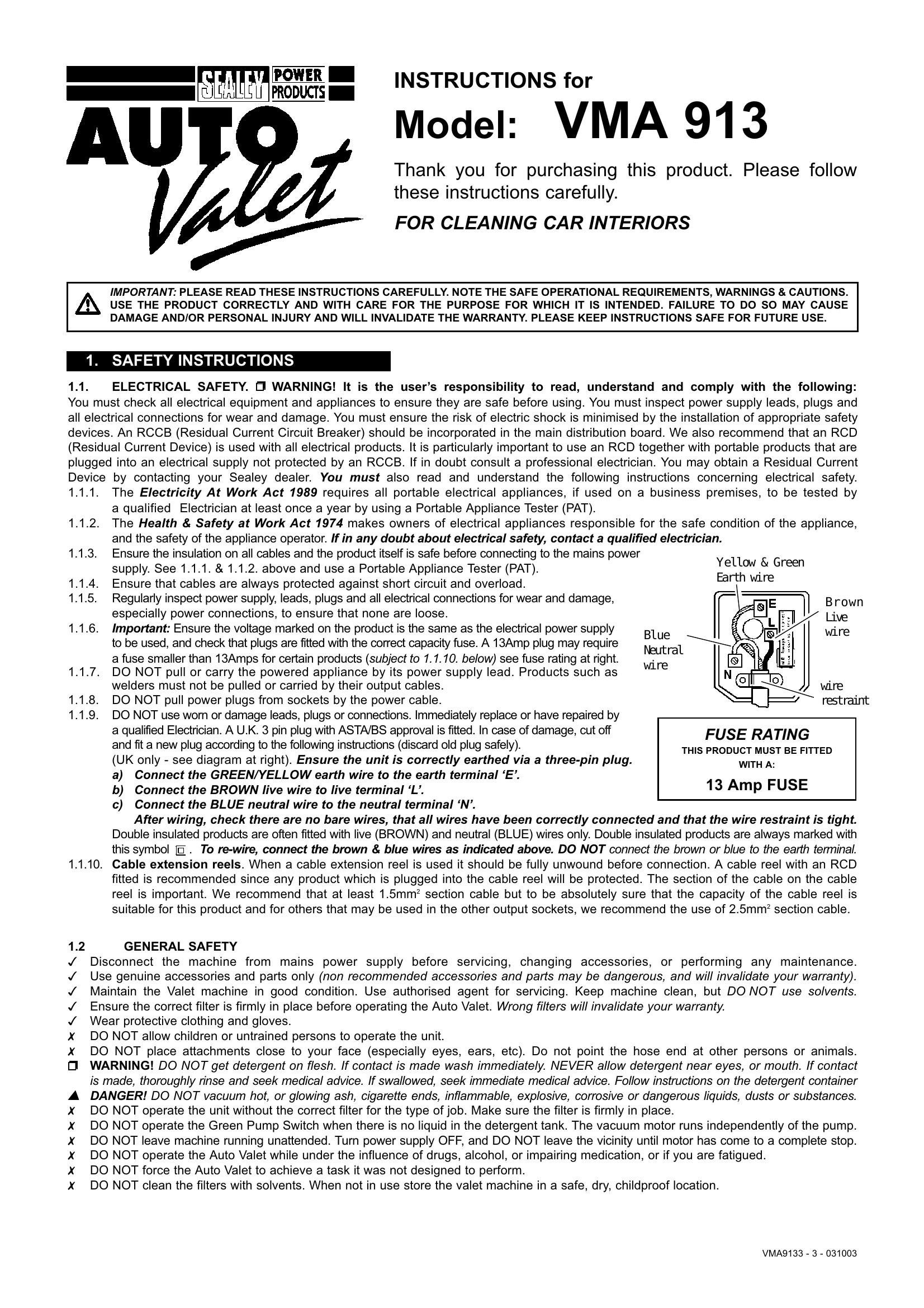 Manual for VMA 913
