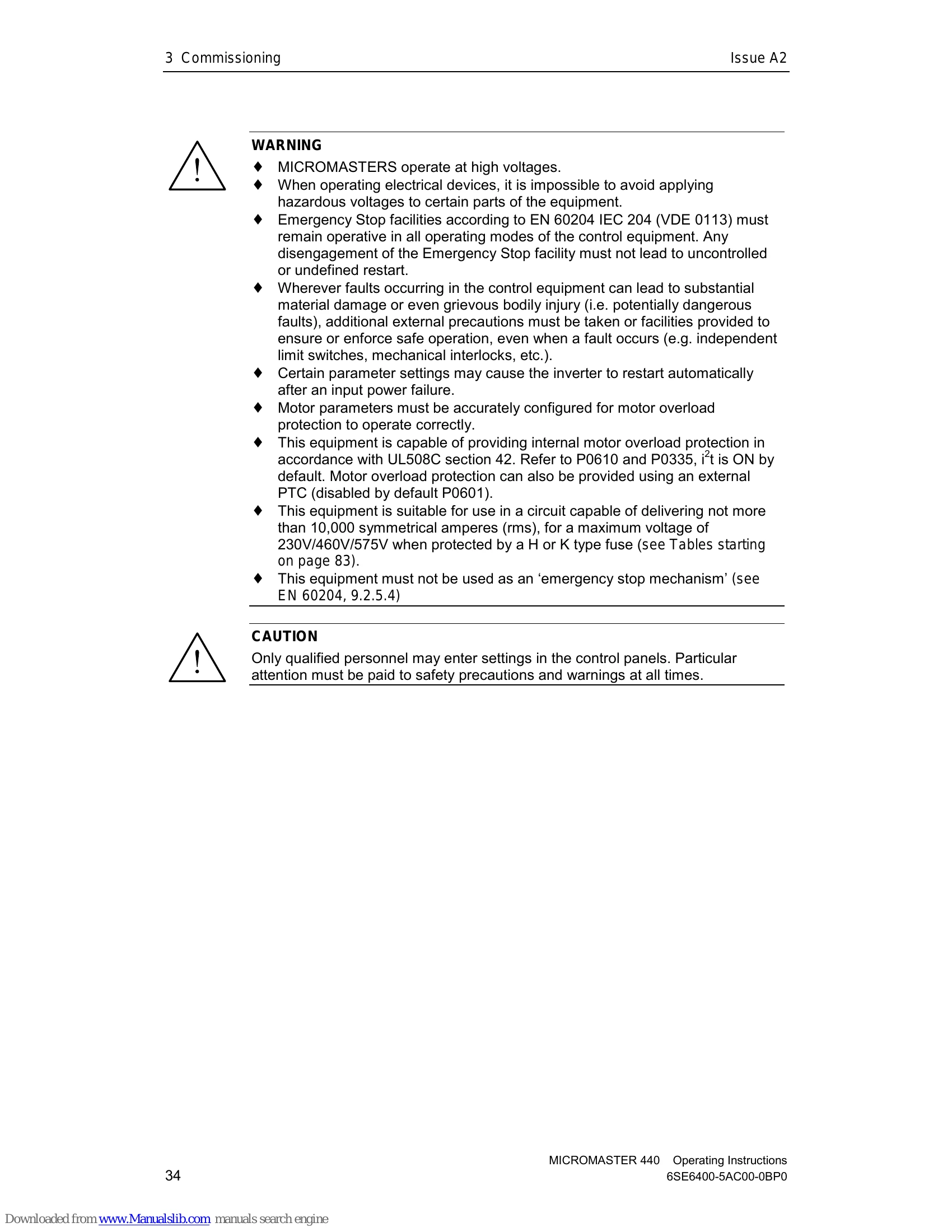 Manual for MICROMASTER 440