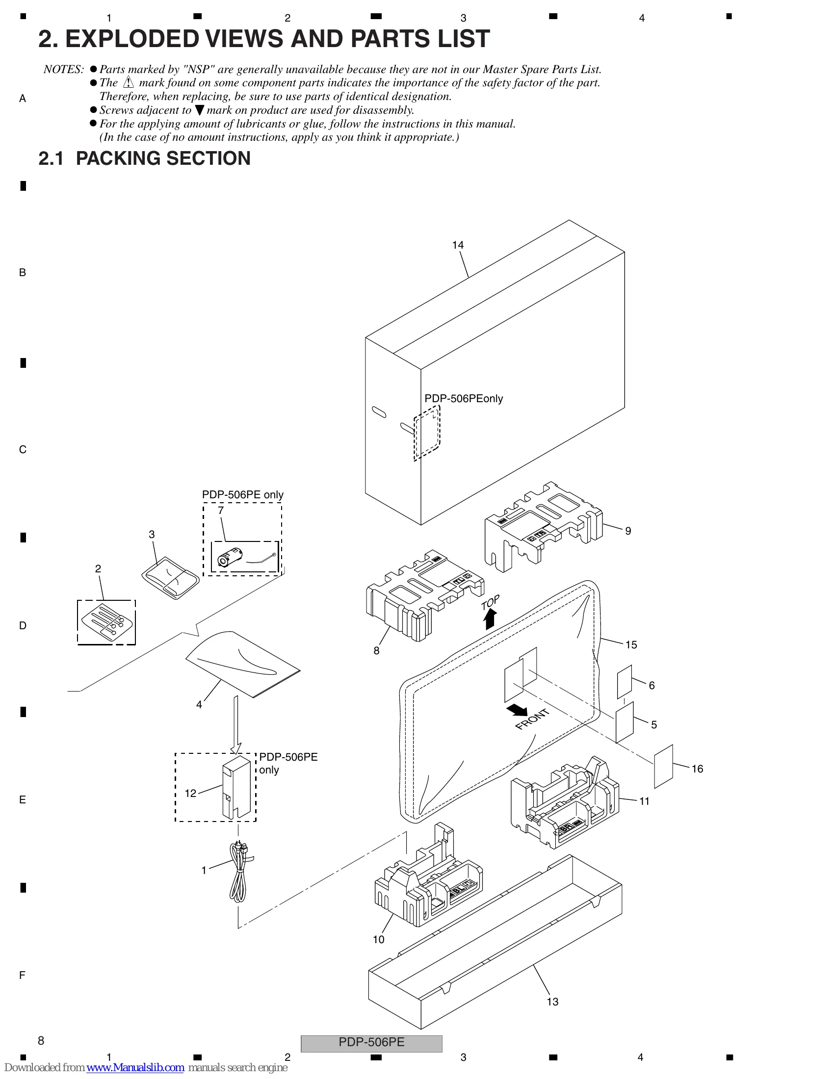Parts/Service for PDP-506PE