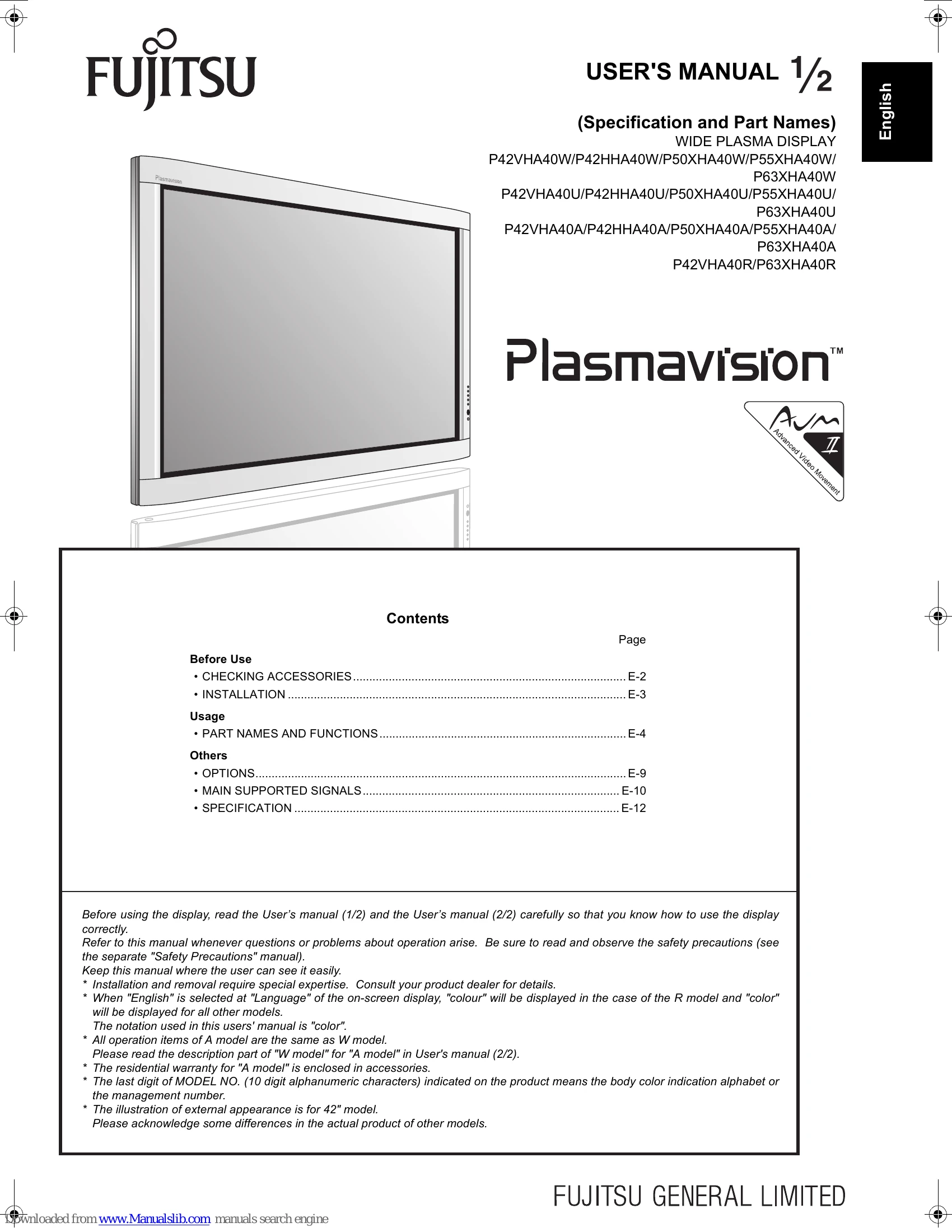Manual for P42VHA40W