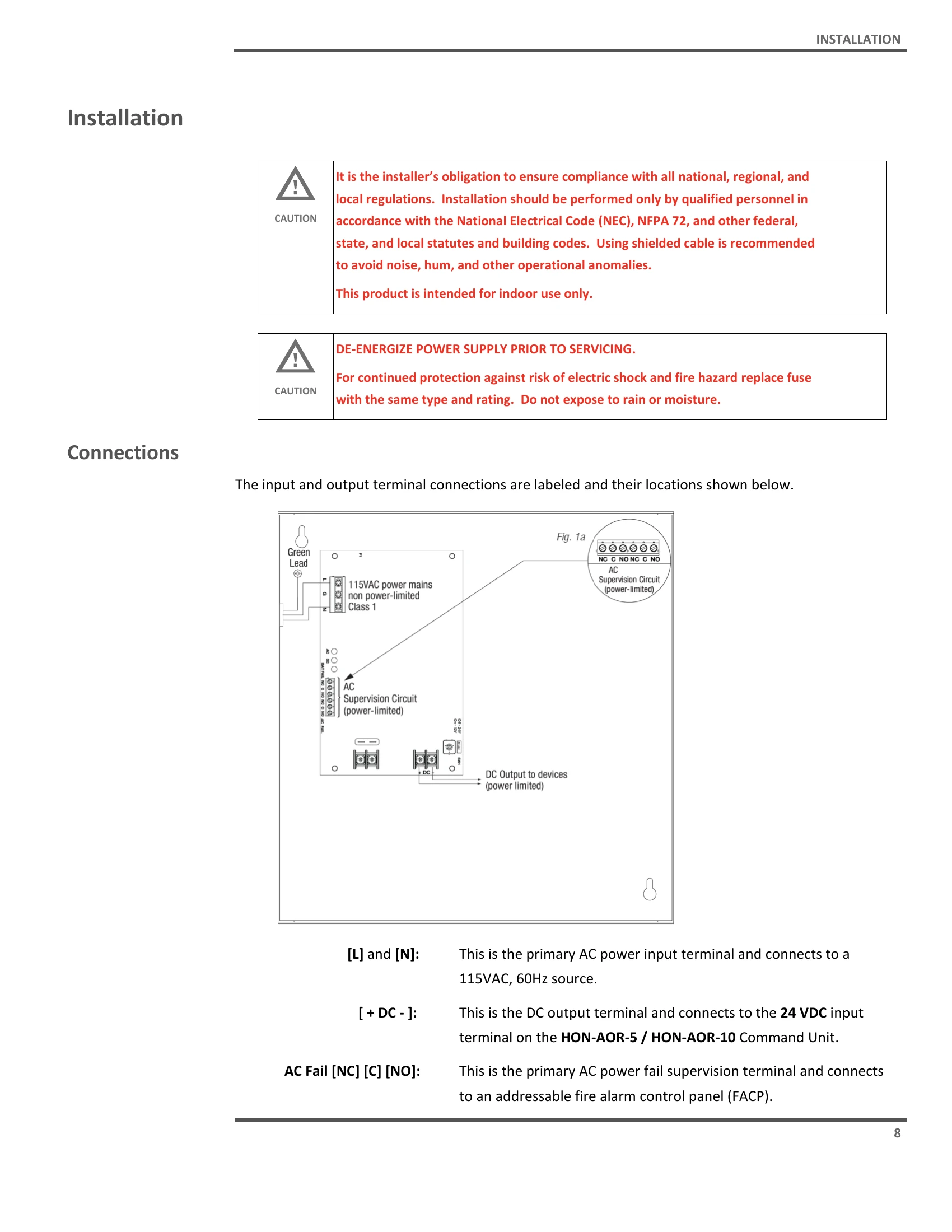 Installation Guide for HON-AOR-PSU-5-10